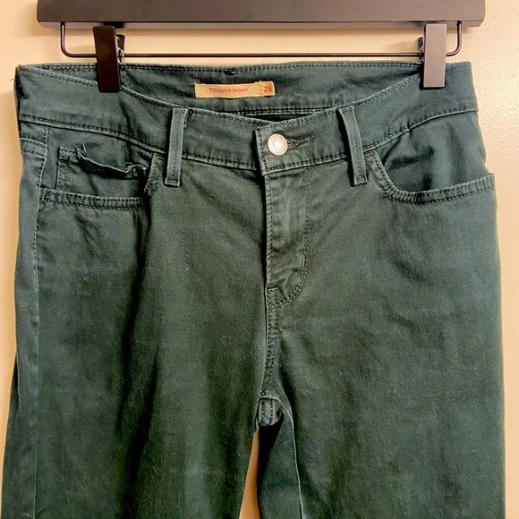 Levi's 710 Super Skinny Forest Green Cotton Blend Stretch Denim Jeans Size 28 - Picture 9 of 13